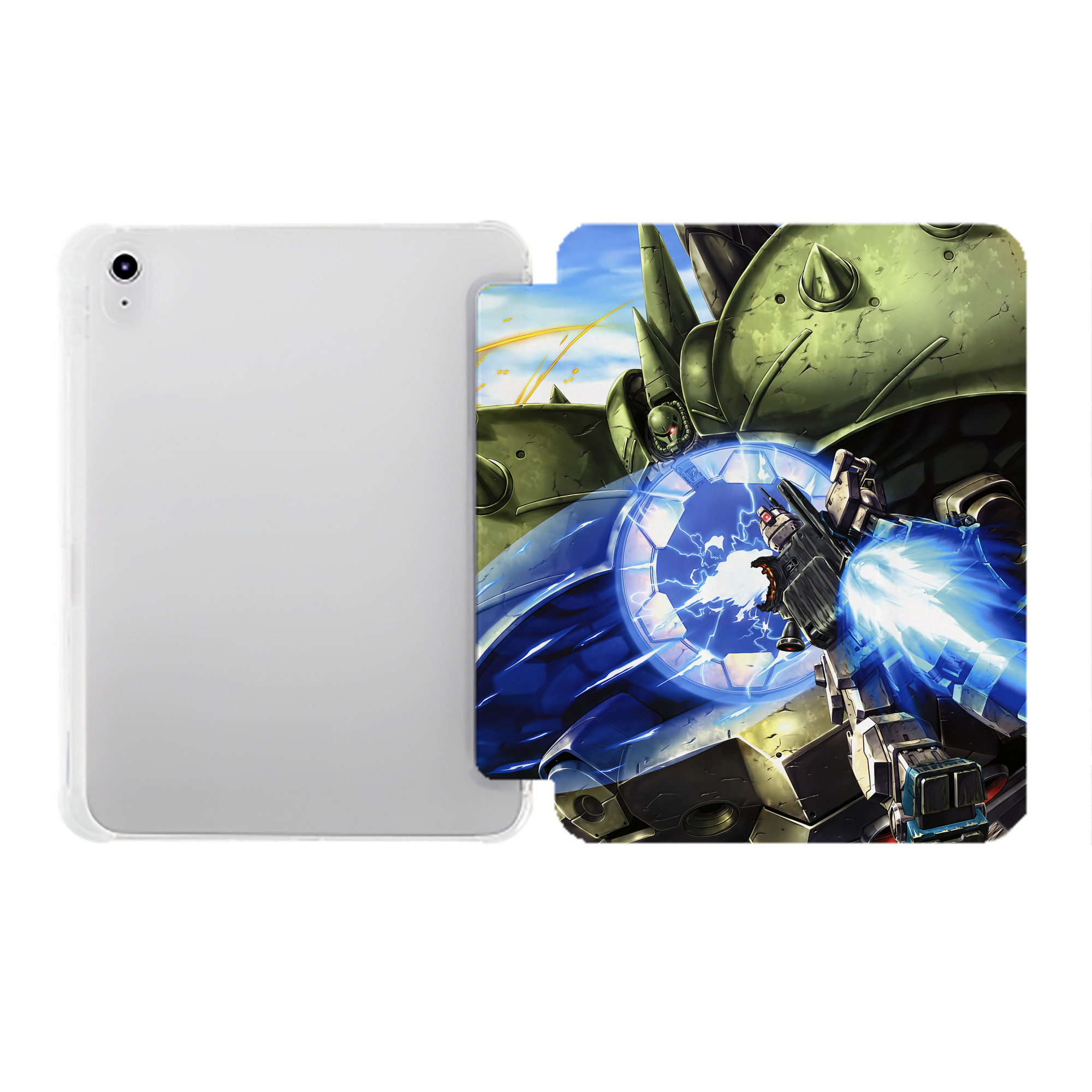 （画像用） 機動戦士ガンダム Mobile Suit Gundam IPad ケース ペン収納付き 三つ折りスタンド PUレザー×シリコン 対応機種9.5/10.5/10.9インチ
